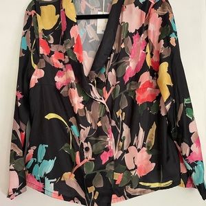 Primark Satin Black Floral top US L
